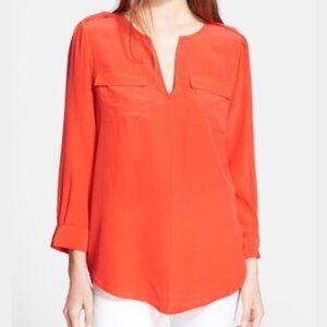 Joie Marlo Silk Blouse in Orange